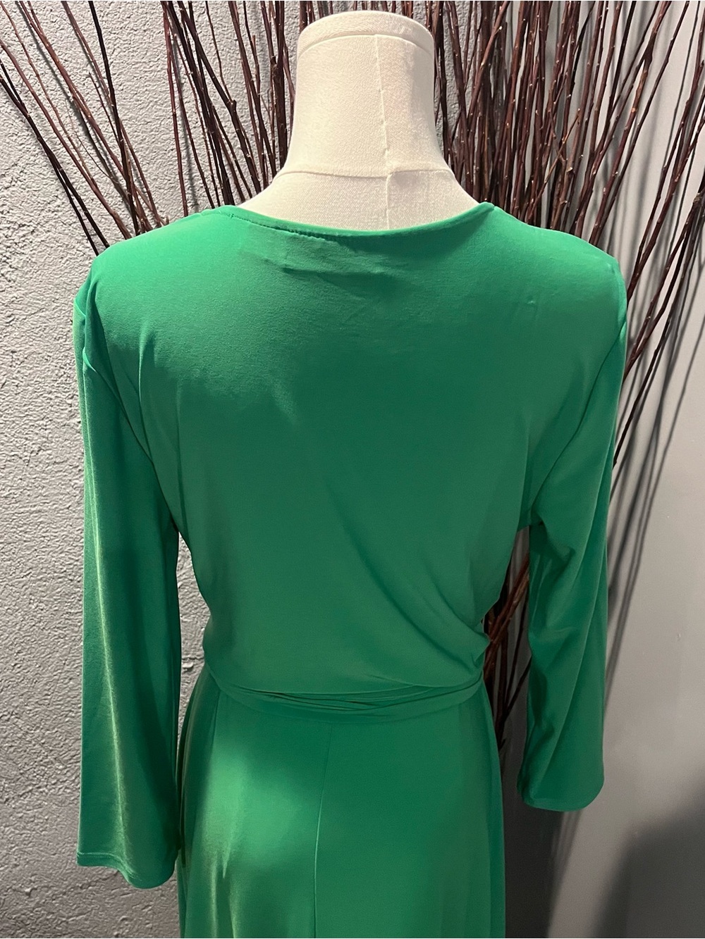 🌺NEW YORK & CO. GREEN FAUX WRAP MAXI DRESS SIZE LARGE🌺 - Picture 6 of 8